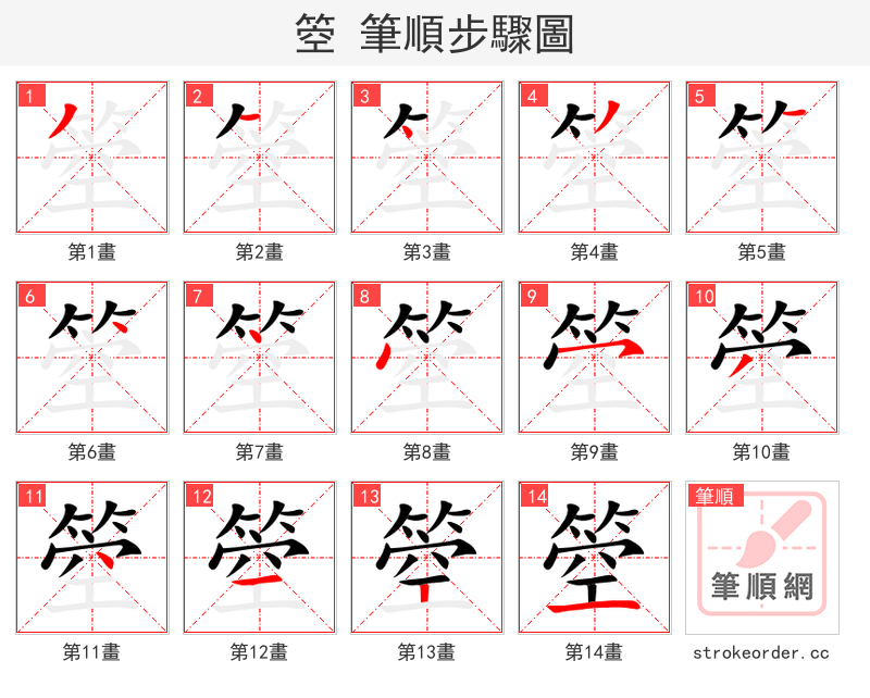 箜 的笔顺分步演示