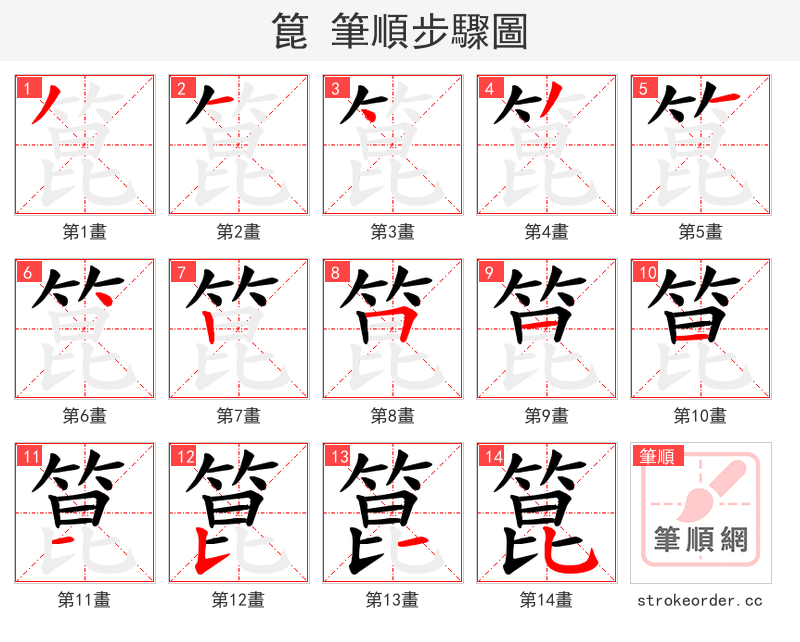 箟 的笔顺分步演示