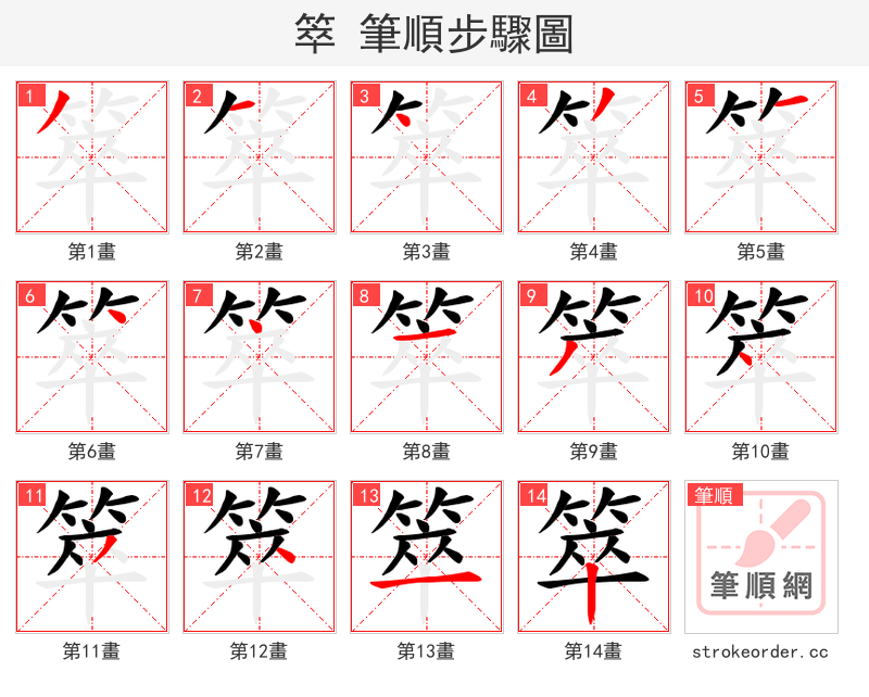 箤 的笔顺分步演示