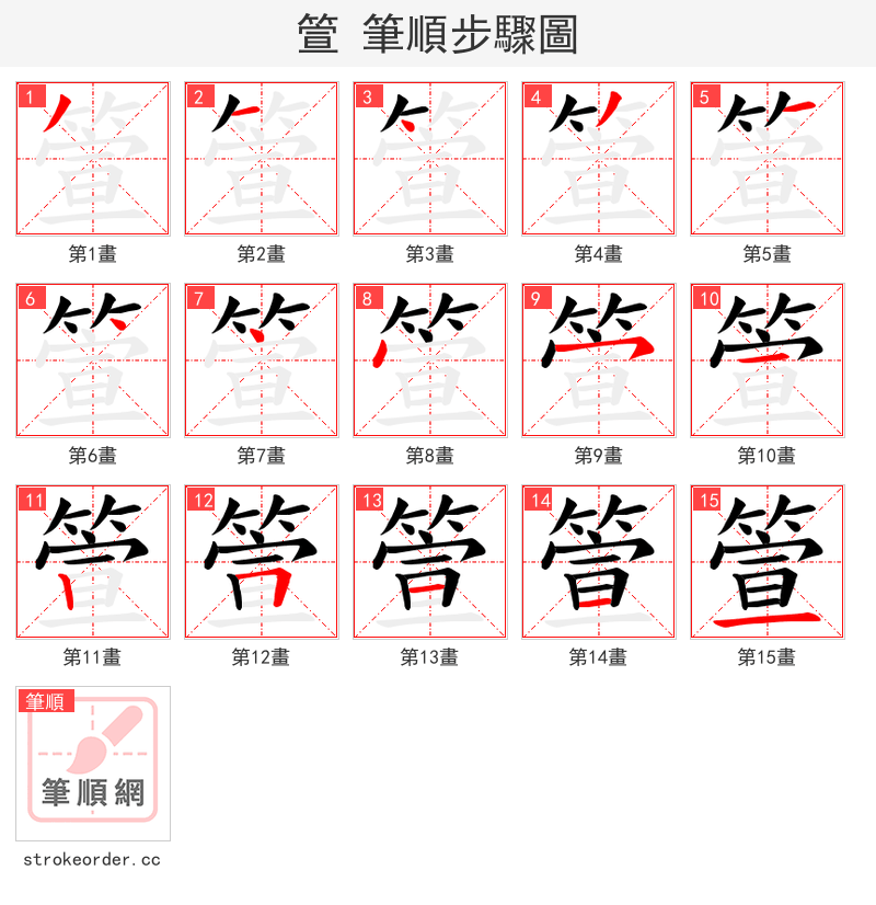 箮 的笔顺分步演示