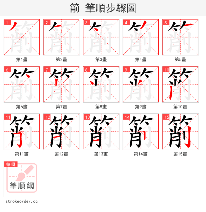 箾 的笔顺分步演示