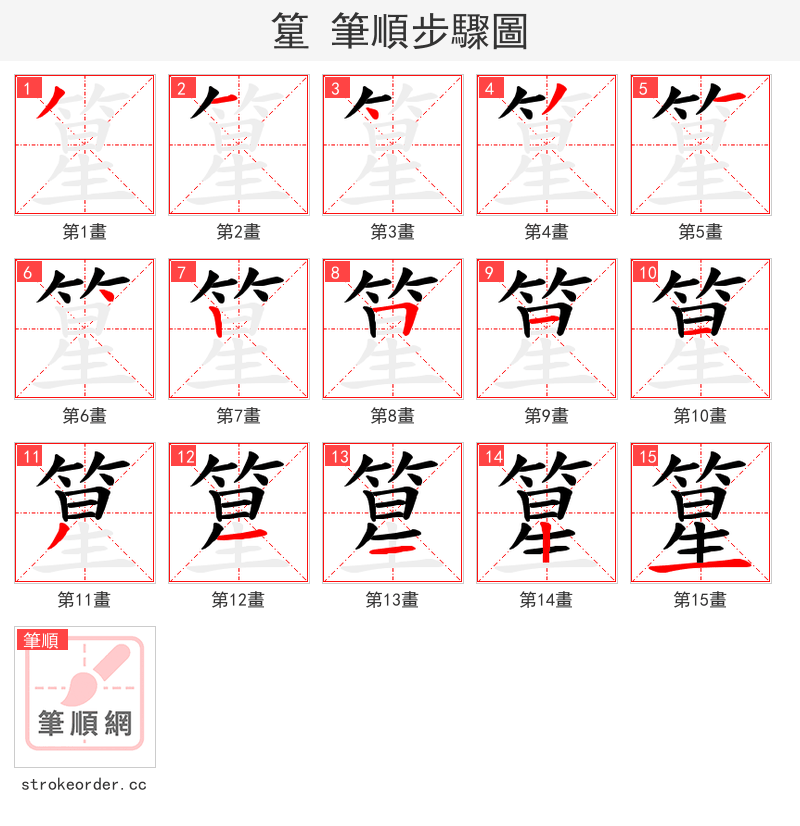 篂 的笔顺分步演示