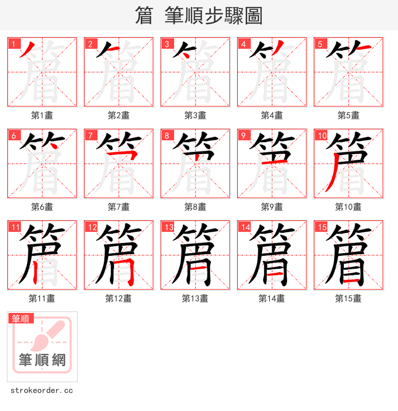篃 的笔顺分步演示