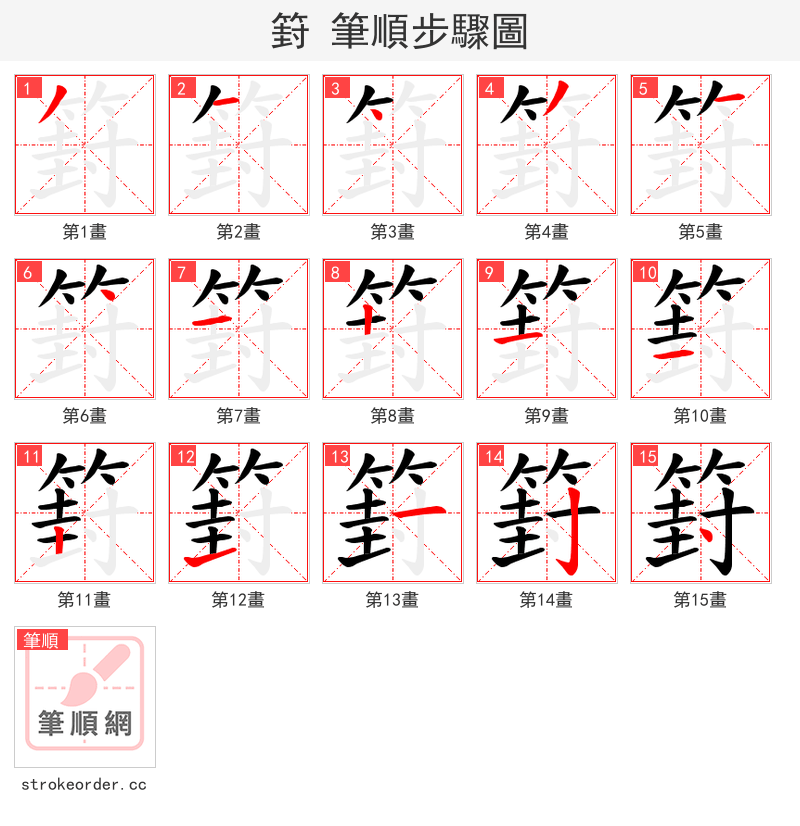 篈 的笔顺分步演示