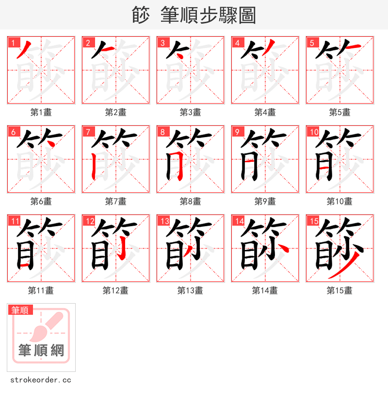 篎 的笔顺分步演示