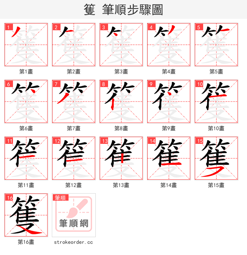 篗 的笔顺分步演示