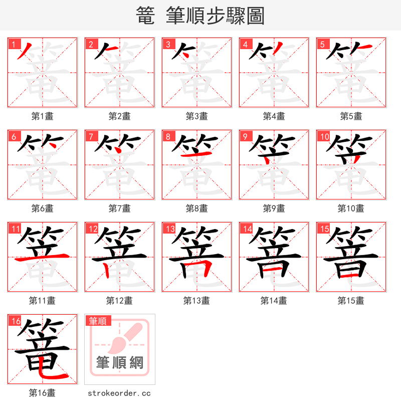 篭 的笔顺分步演示