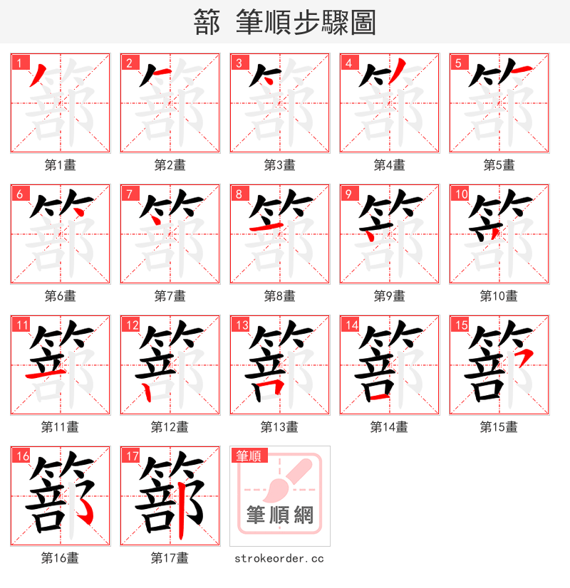 篰 的笔顺分步演示