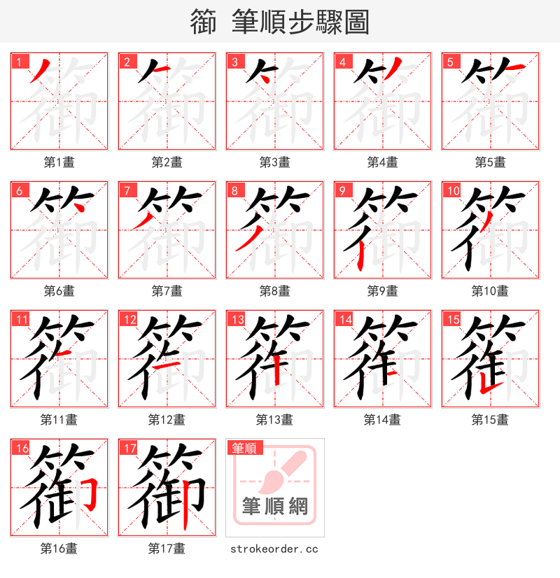 篽 的笔顺分步演示