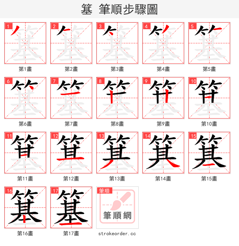簊 的笔顺分步演示