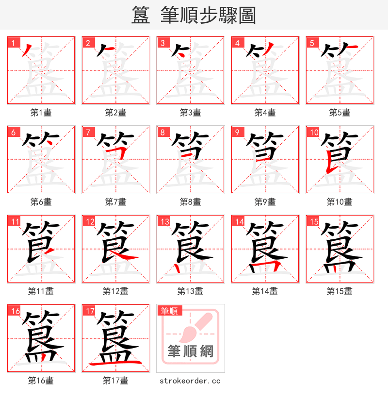 簋 的笔顺分步演示