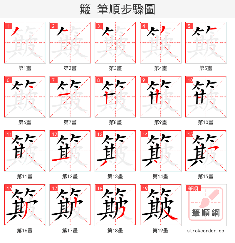 簸 的笔顺分步演示