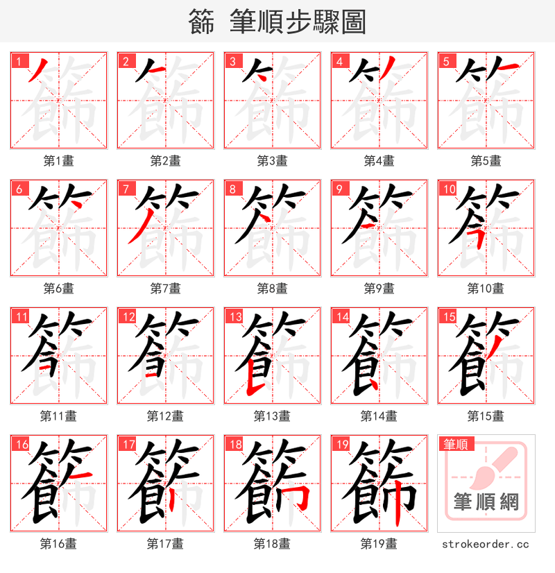 籂 的笔顺分步演示