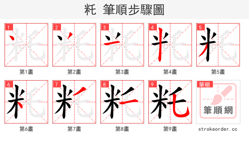籷 的笔顺分步演示
