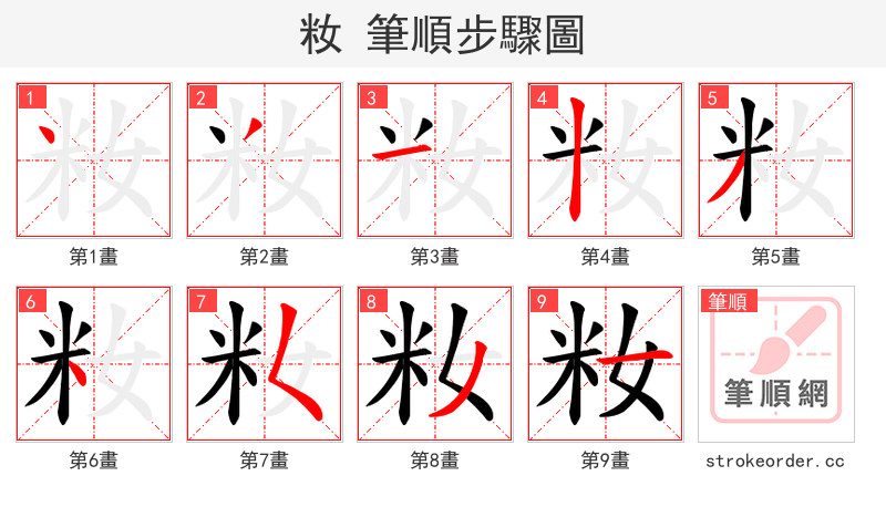 籹 的笔顺分步演示