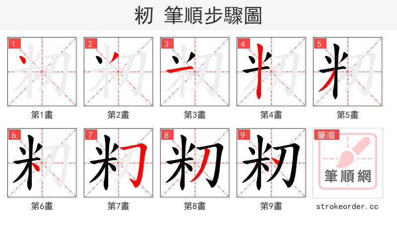 籾 的笔顺分步演示