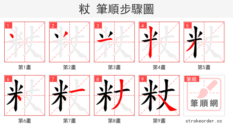 粀 的笔顺分步演示