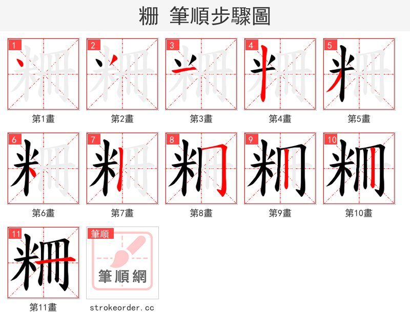 粣 的笔顺分步演示