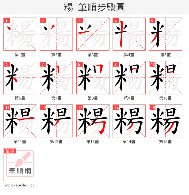 糃 的笔顺分步演示