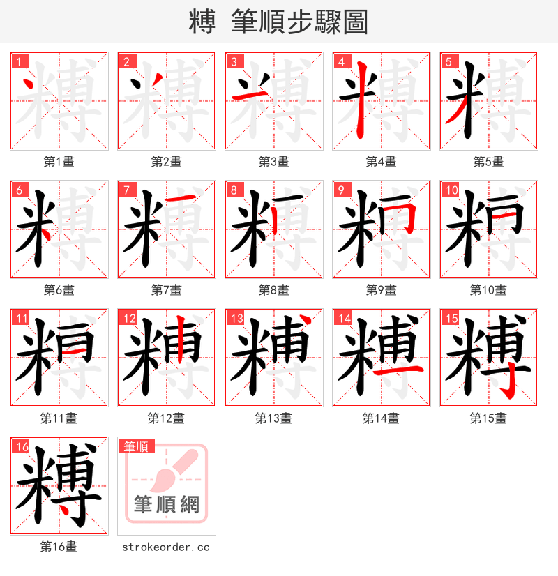 糐 的笔顺分步演示