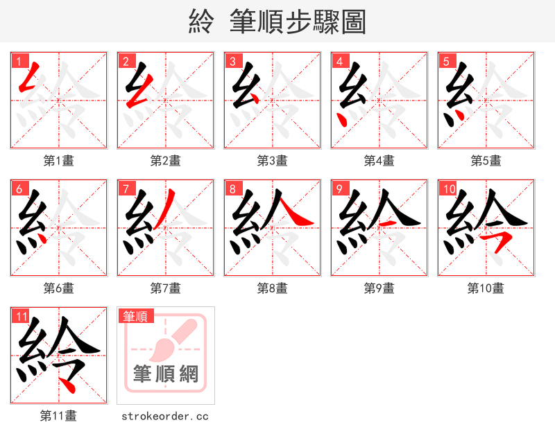 紷 的笔顺分步演示