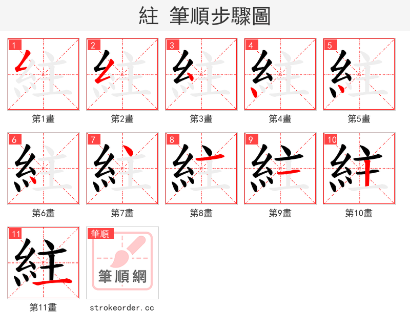 紸 的笔顺分步演示
