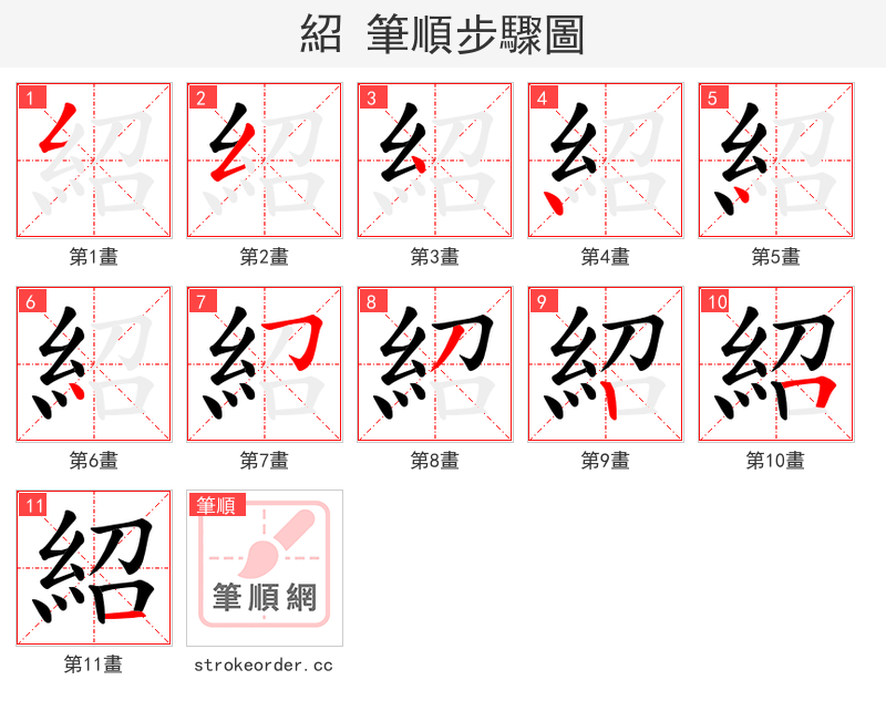 紹 的笔顺分步演示