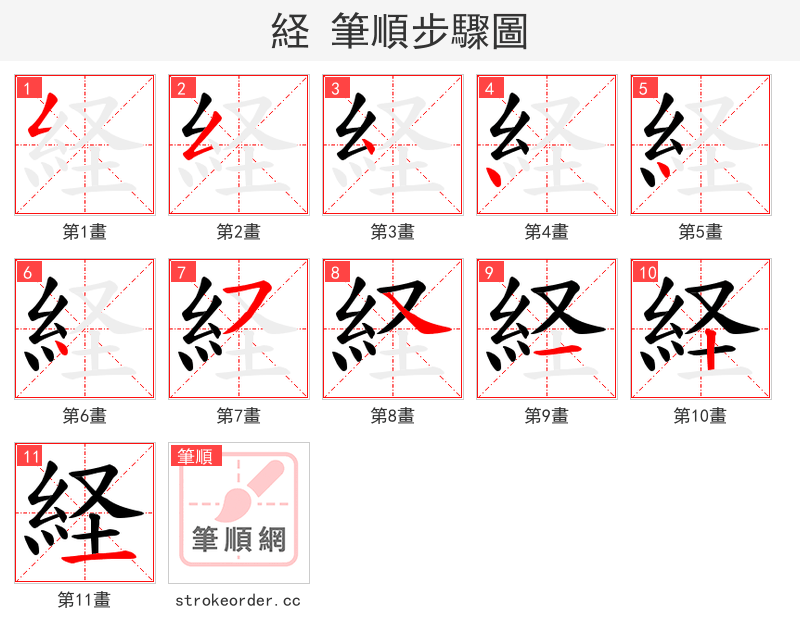経 的笔顺分步演示