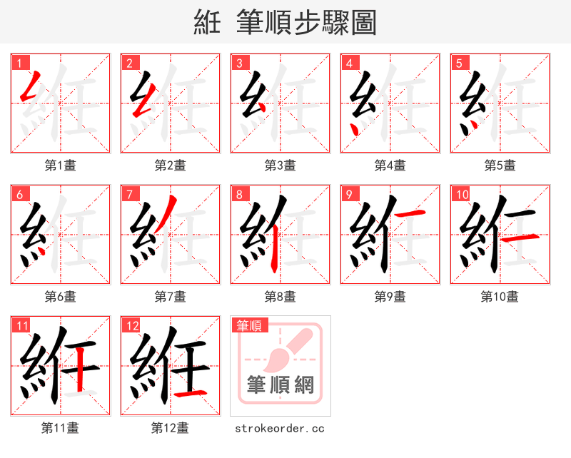 絍 的笔顺分步演示