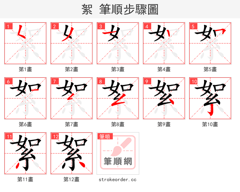 絮 的笔顺分步演示