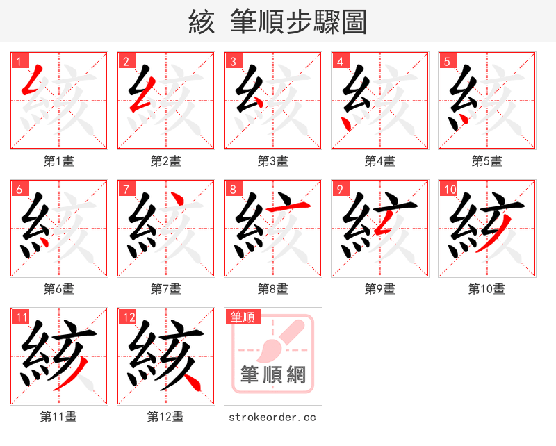 絯 的笔顺分步演示