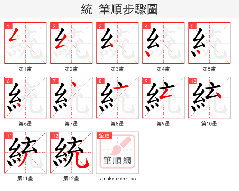 統 的笔顺分步演示