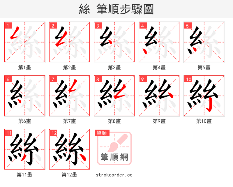 絲 的笔顺分步演示