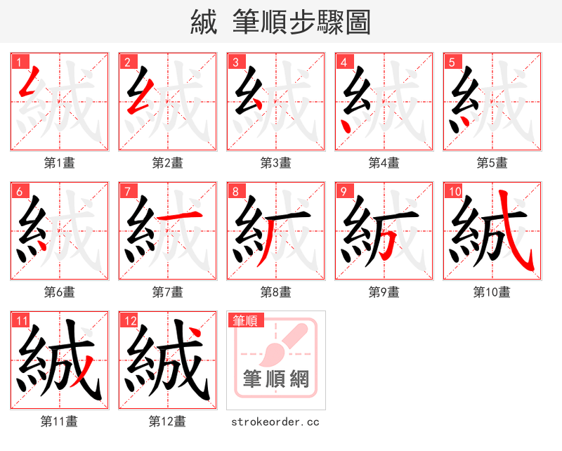 絾 的笔顺分步演示