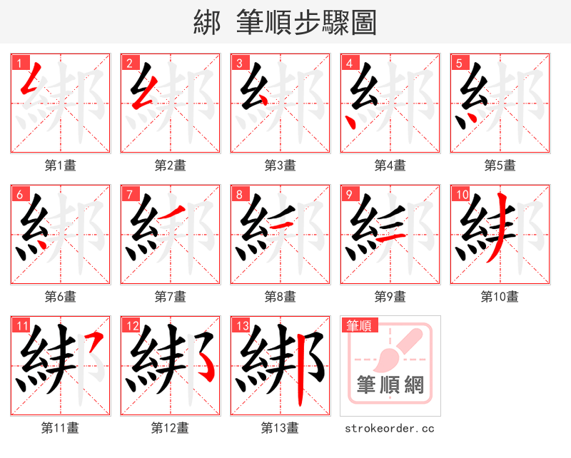 綁 的笔顺分步演示