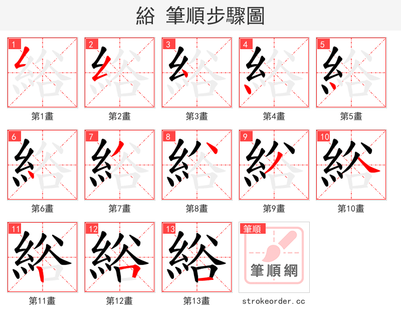 綌 的笔顺分步演示