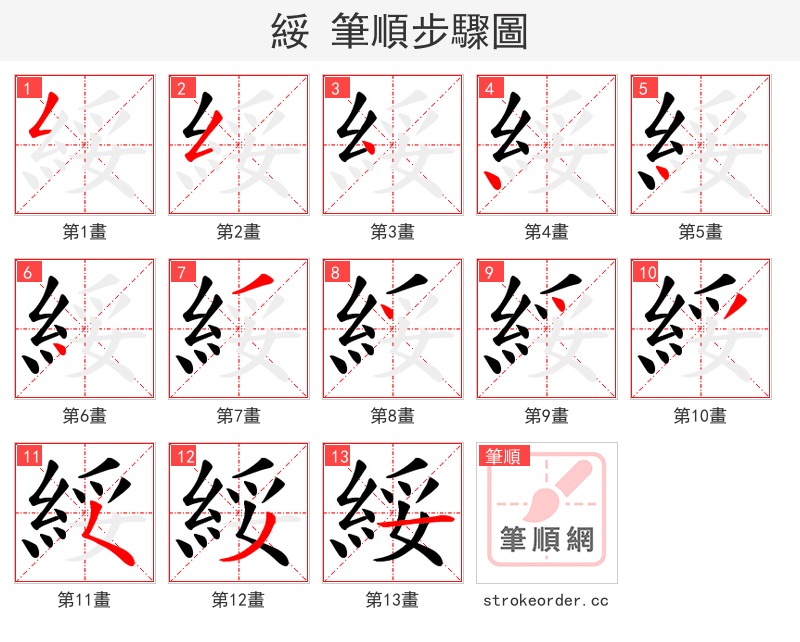綏 的笔顺分步演示