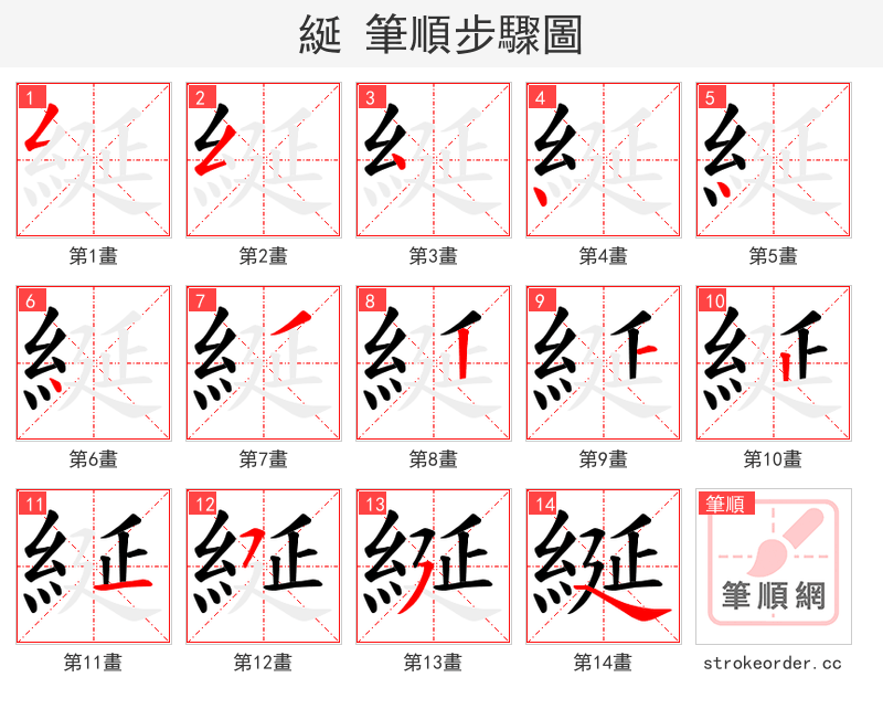 綖 的笔顺分步演示