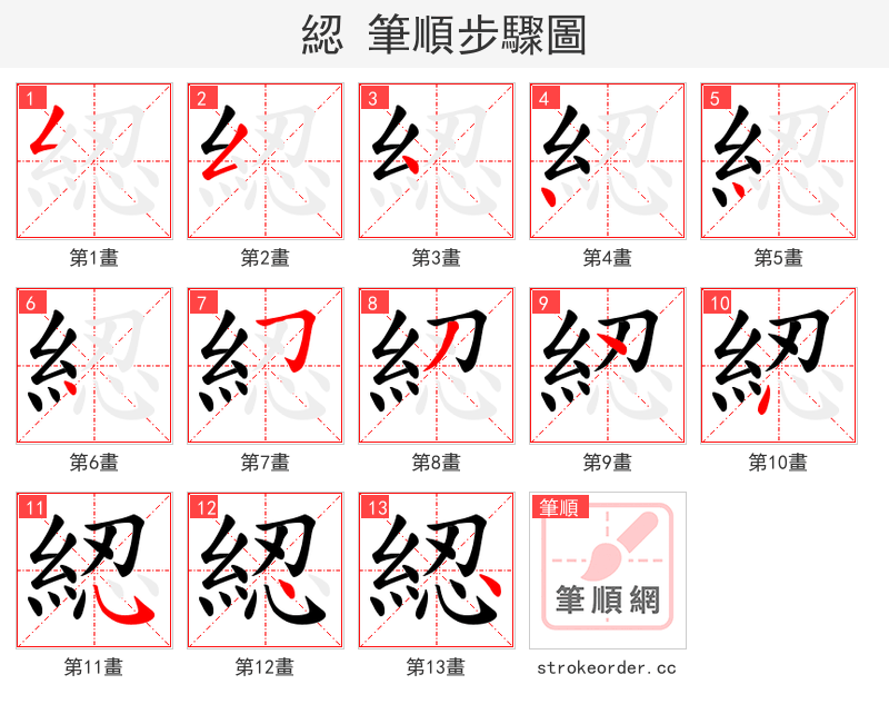 綛 的笔顺分步演示
