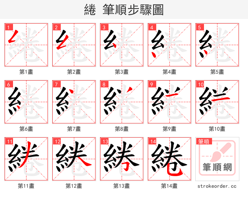 綣 的笔顺分步演示