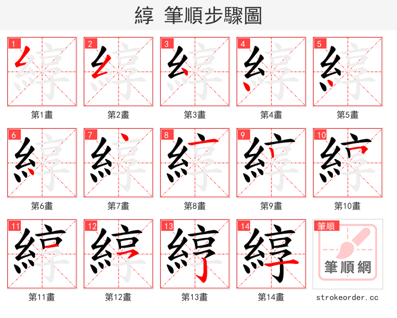 綧 的笔顺分步演示