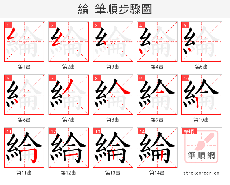 綸 的笔顺分步演示