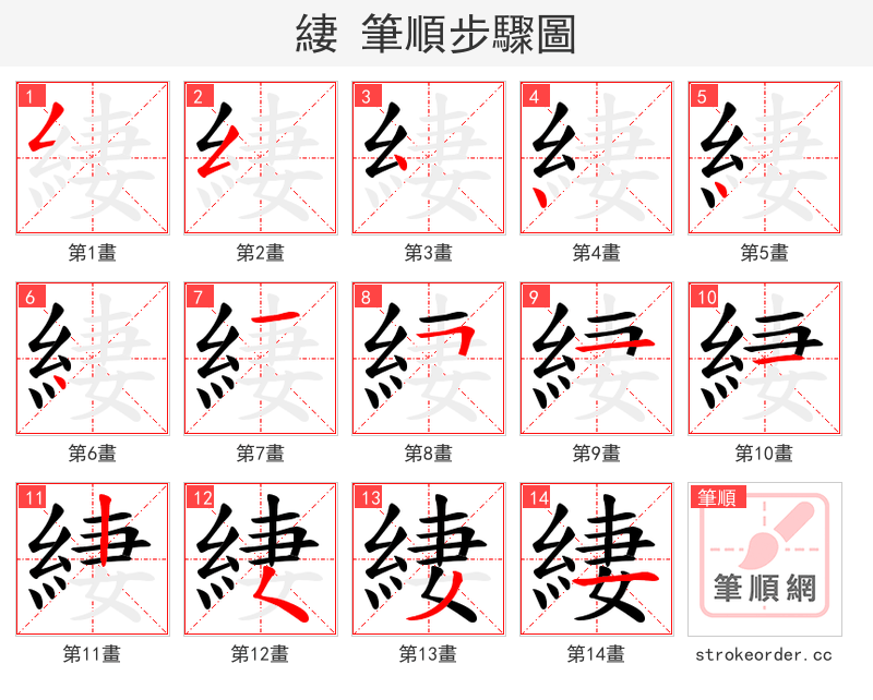 緀 的笔顺分步演示