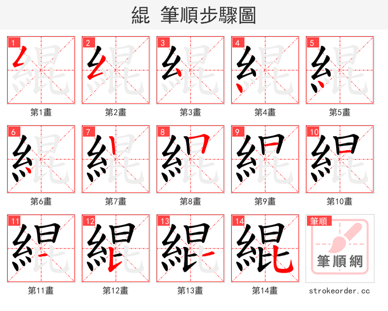 緄 的笔顺分步演示