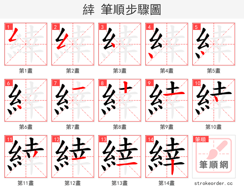 緈 的笔顺分步演示