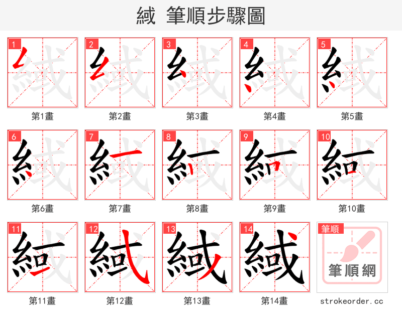 緎 的笔顺分步演示