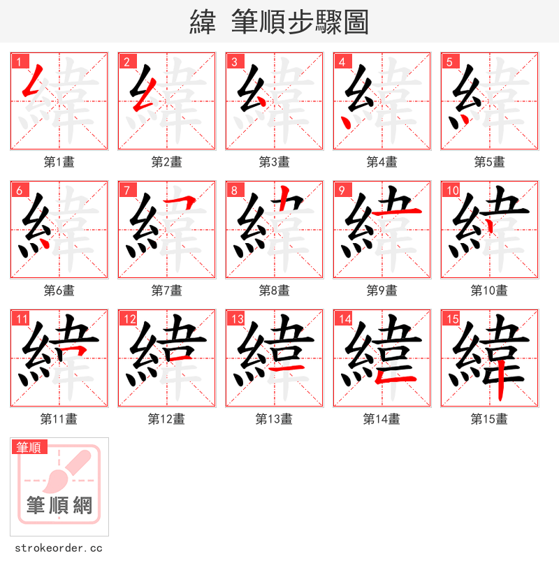 緯 的笔顺分步演示