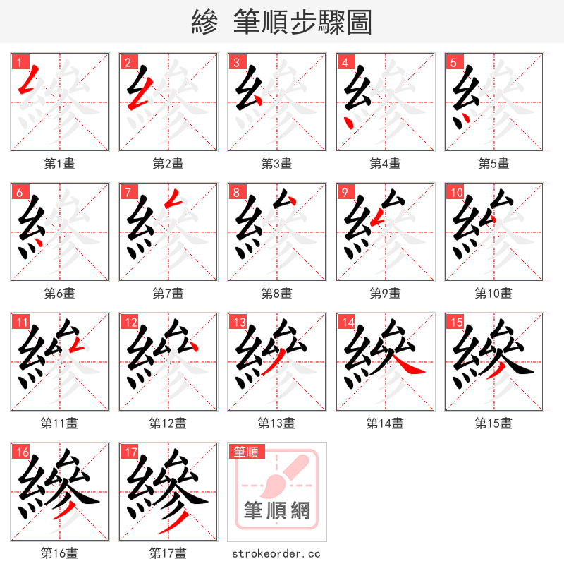 縿 的笔顺分步演示