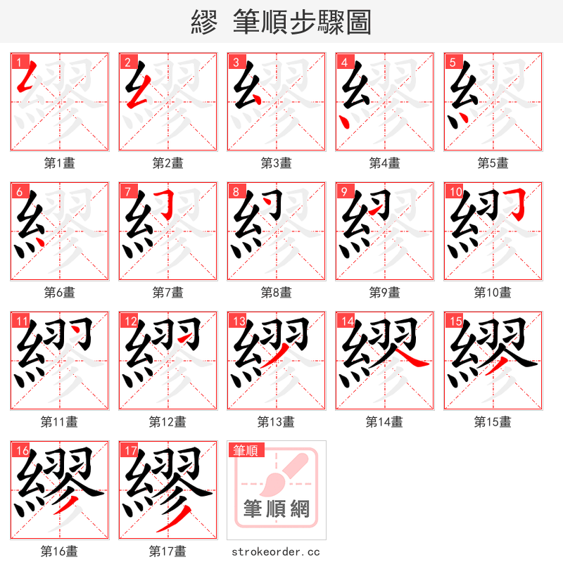 繆 的笔顺分步演示