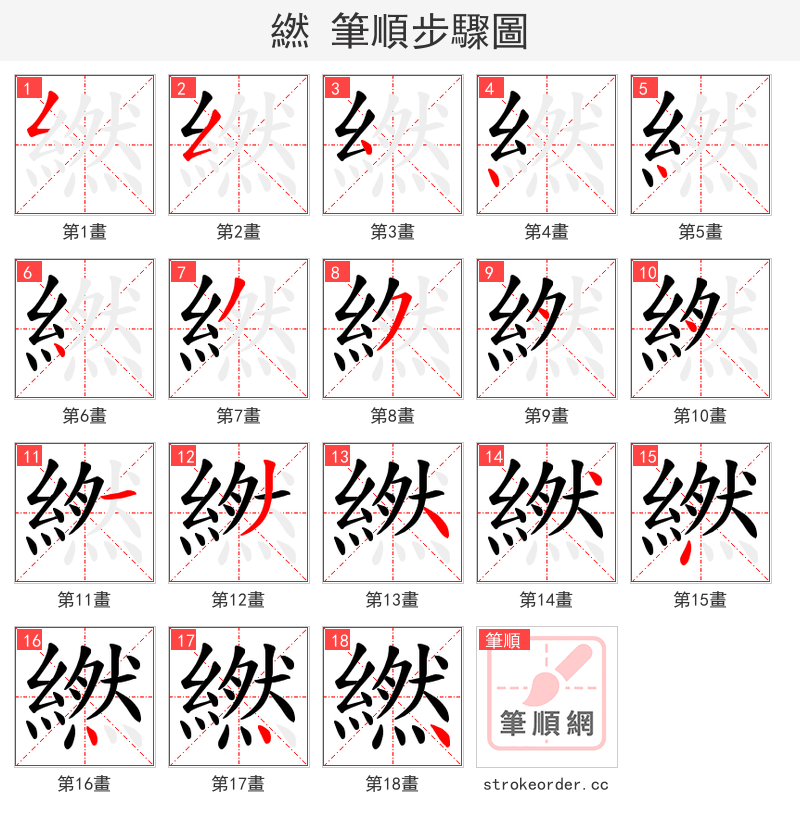 繎 的笔顺分步演示